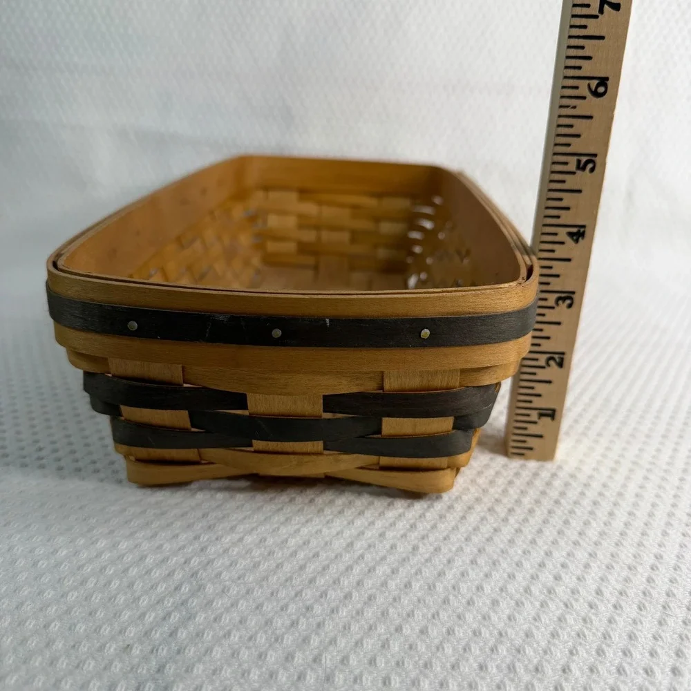Bradford Basket Company Handwoven Wood Basket USA 1998 Rectangular Natural Brown